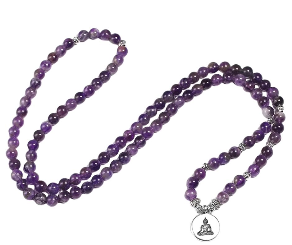 Japamala Ametista Natural 70cm 108 Contas 6mm Modelo Spiritual Calm
